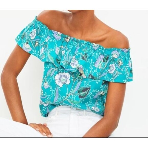 NWT Loft Floral Linen Blend Top Size S - Picture 3 of 8